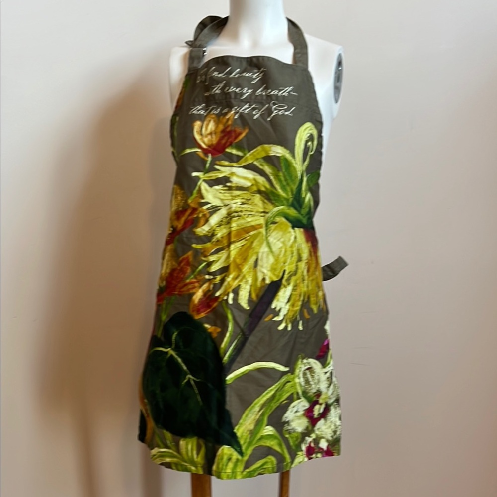 Floral Apron with Script Design